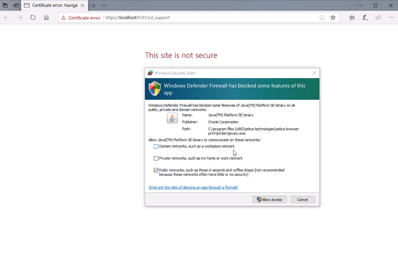 Set up package ID labels using Zebra Browser print